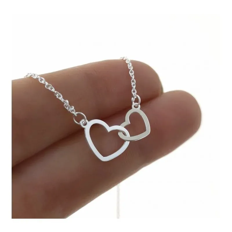 Gargantilla plata Ley 925m mujer 41.5 cm. forzada colgante corazones
