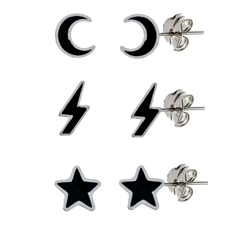 Pendientes plata Ley 925m tres pares (seis pendientes) 6 mm. estrella