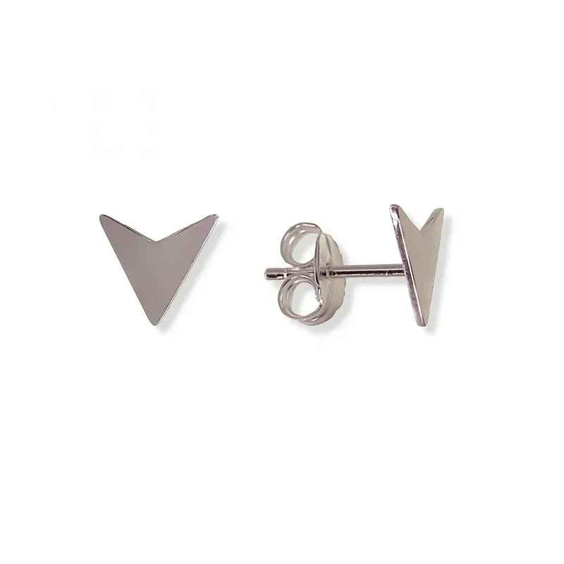 Pendientes plata Ley 925m flecha punta 9 mm. lisa presión