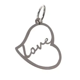 Colgante plata Ley 925m unisex 18 mm. corazón calado mensaje LOVE