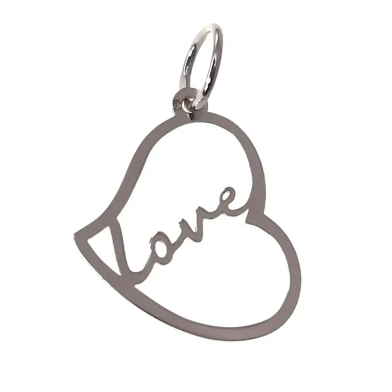 Colgante plata Ley 925m unisex 18 mm. corazón calado mensaje LOVE