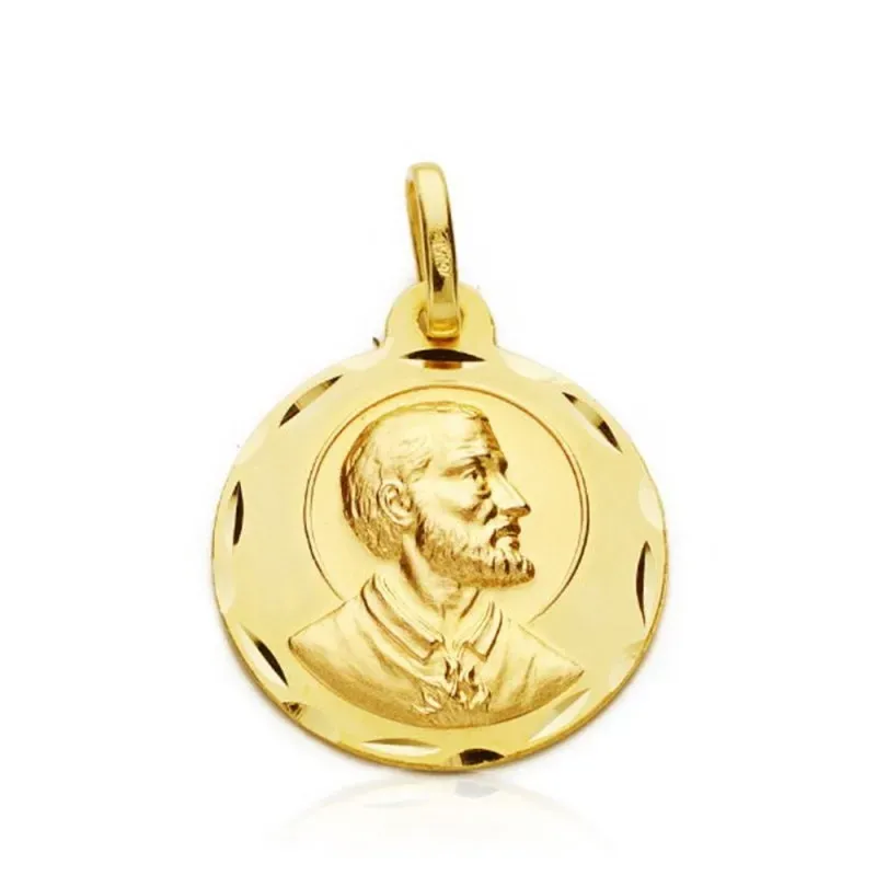 San Francisco Javier medalla oro 18k unisex 19 mm. detalles tallados