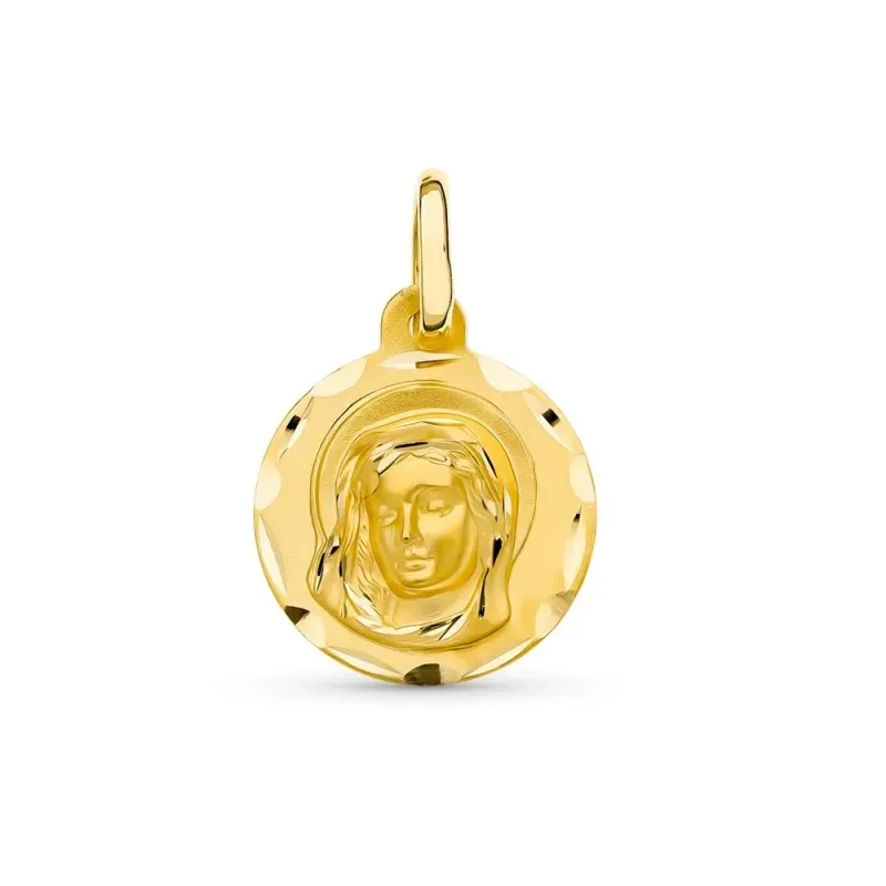 Virgen Niña medalla oro 18k niña 14 mm. Primera Comunión detalles tal