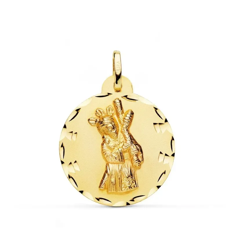 Cristo del Gran poder medalla oro 18k unisex 23 mm. lisa detalles tal