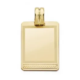 Colgante oro 18k unisex 24 mm. Chapa maciza detalle parte inferior