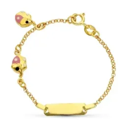 Esclava oro 18k bebé 13 cm. motivo elefantes esmaltados reasa chapa l