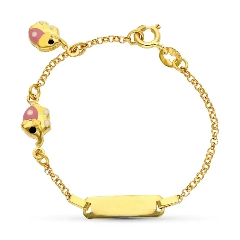 Esclava oro 18k bebé 13 cm. motivo elefantes esmaltados reasa chapa l