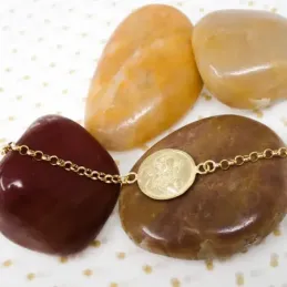 Virgen del Carmen Corazón de Jesús Pulsera Plata Ley 925m chapada oro