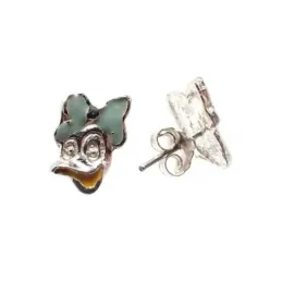 Pendientes plata Ley 925m patita lazo azul esmaltado 12x8mm. niña cierre presión