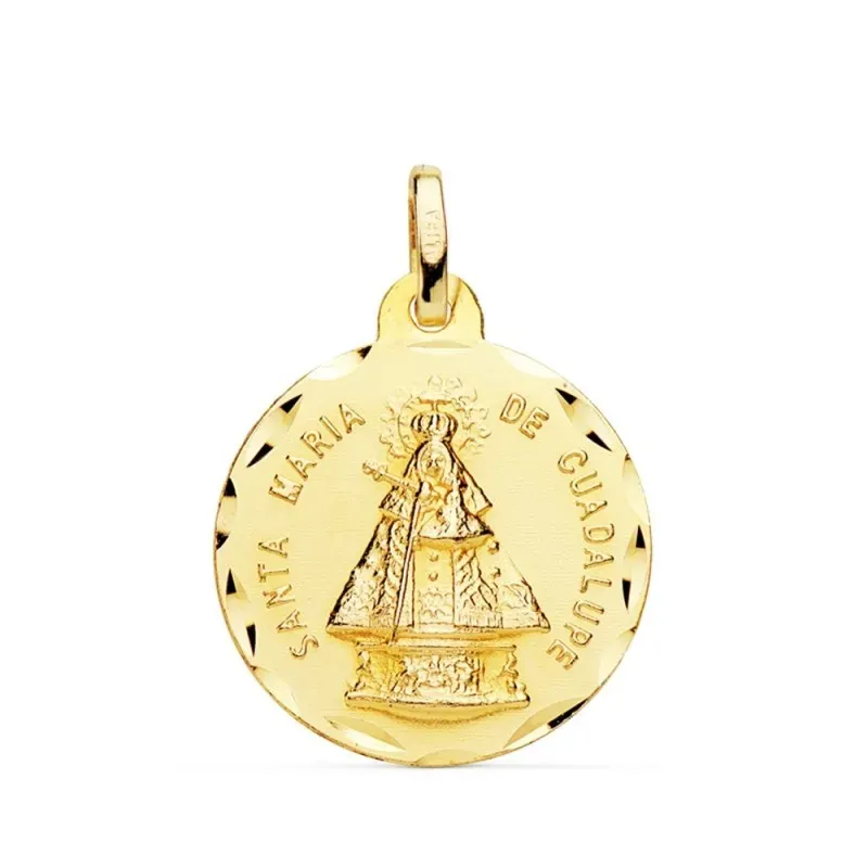 Santa María de Guadalupe medalla oro 18k unisex 20 mm. colgante borde
