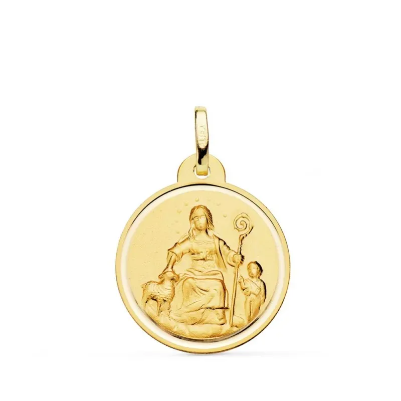 Divina Pastora medalla oro 18k unisex 20 mm. bisel liso