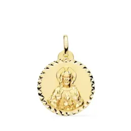 Sagrado Corazón de Jesús medalla oro 18k unisex 20 mm. brillo tallada