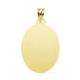 Colgante oro 18k unisex 26 mm. chapa ovalada lisa brillo