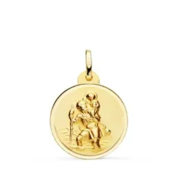 San Cristóbal medalla oro 18k unisex 20 mm. borde bisel liso