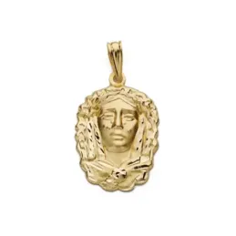 Virgen de la O silueta medalla oro 18k colgante unisex 22 mm.