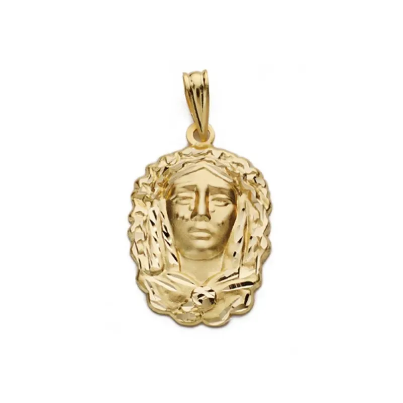 Virgen de la O silueta medalla oro 18k colgante unisex 22 mm.