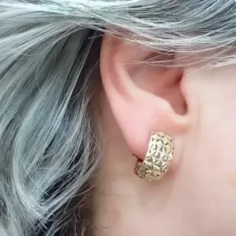 Pendientes oro 9k mujer 17 mm. calados tallados omega