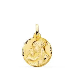Madre Divina Ternura medalla oro 18k unisex 18mm. colgante detalles t