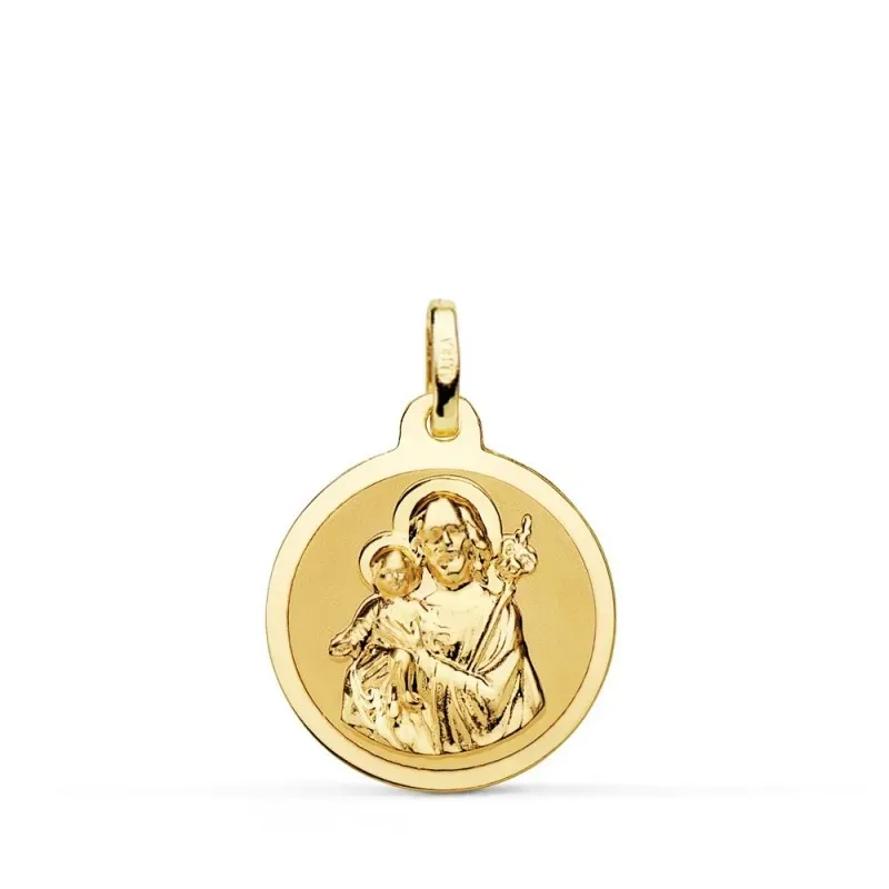 San José medalla oro 18k unisex 18 mm. acabado brillo
