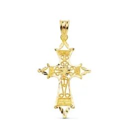Cruz colgante oro 18k unisex 37 mm. filigrana bordes tallados