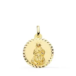 Virgen Inmaculada medalla oro 18k unisex 18 mm. borde tallado cruzado