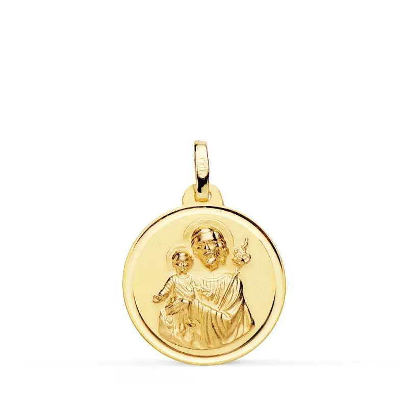 San José medalla oro 18k unisex 18 mm. bisel liso
