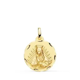 Virgen de Guadalupe medalla oro 18k unisex 18 mm. bisel tallado