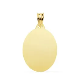 Colgante oro 18k unisex 23 mm. chapa ovalada lisa brillo