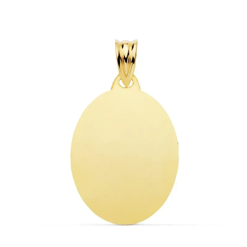Colgante oro 18k unisex 23 mm. chapa ovalada lisa brillo