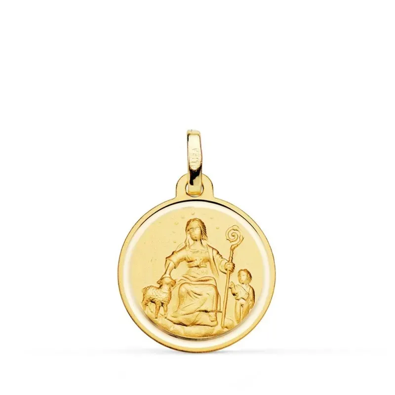 Divina Pastora medalla oro 18k unisex 18 mm. borde bisel