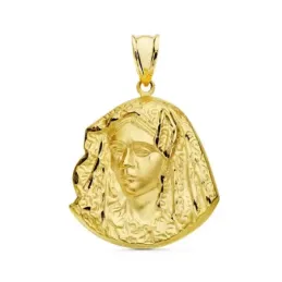 Virgen Macarena medalla oro 18k unisex 20 mm. silueta detalles realis