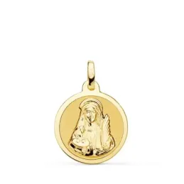 Santa Lucía medalla oro 18k unisex 18 mm. bisel liso acabado brillo