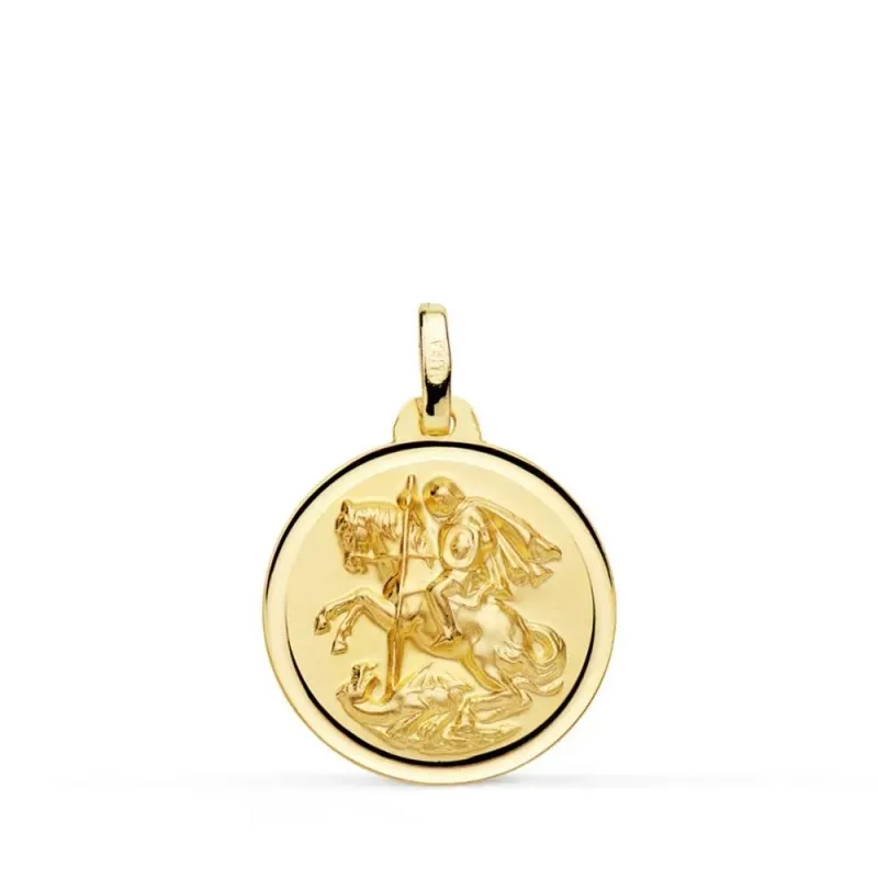 San Jorge medalla oro 18k unisex 18 mm. detalle bisel