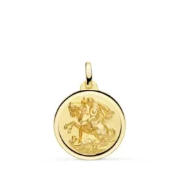 San Jorge medalla oro 18k unisex 18 mm. detalle bisel
