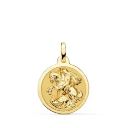 San Jorge medalla oro 18k unisex 18mm. acabado brillo bisel liso