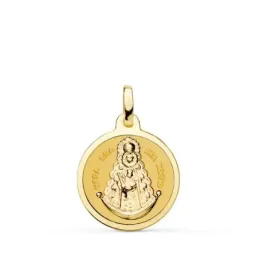 Virgen del Rocío medalla oro 18k unisex 18 mm. acabado brillo bisel l