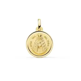 Virgen del Rocío medalla oro 18k unisex 16 mm. centro combinada lisa