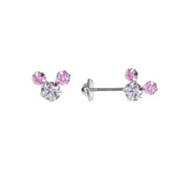 Pendientes plata Ley 925m niña 3 mm. circonitas colores combinadas ta