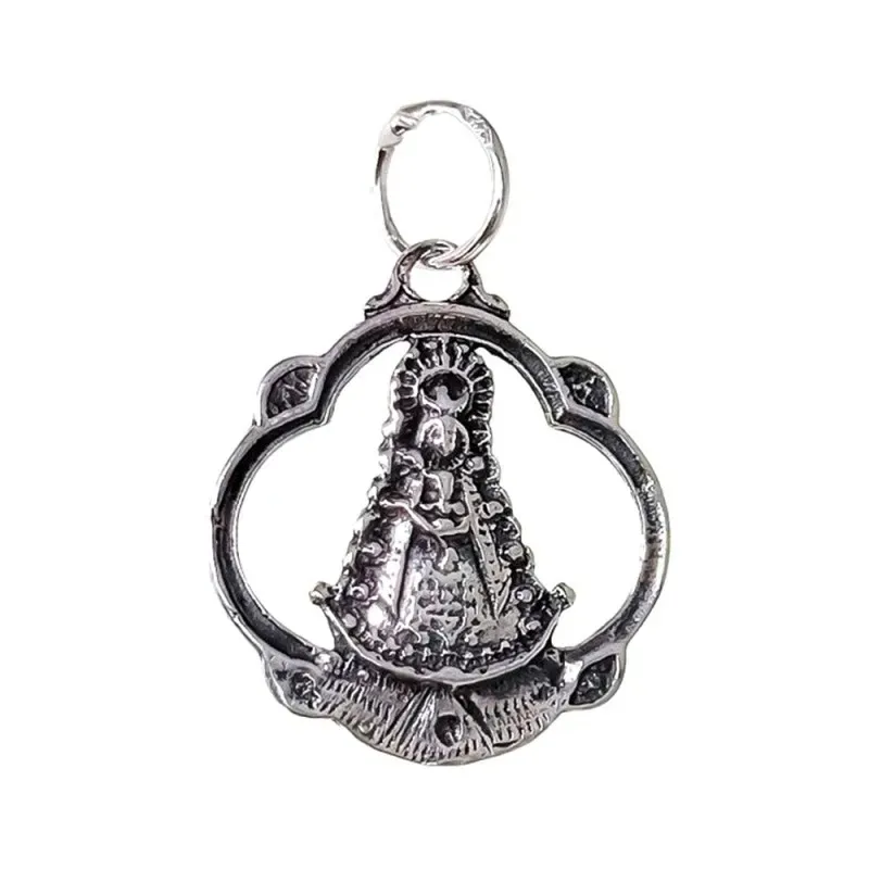 Virgen del Rocío colgante plata Ley 925m unisex 18 mm. forma panderet