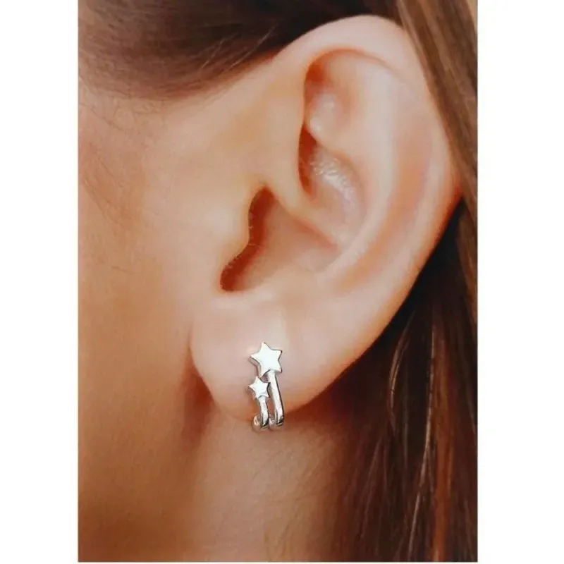 Pendientes plata Ley 925m mujer 15 mm. bandas verticales combinadas e
