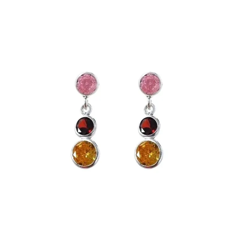 Pendientes largos plata Ley 925m mujer 17 mm. circonitas tamaños comb