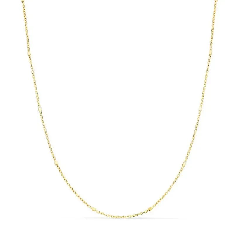 Cadena oro 18k forzada 45 cm. combinada cubos eslabón 1 mm.