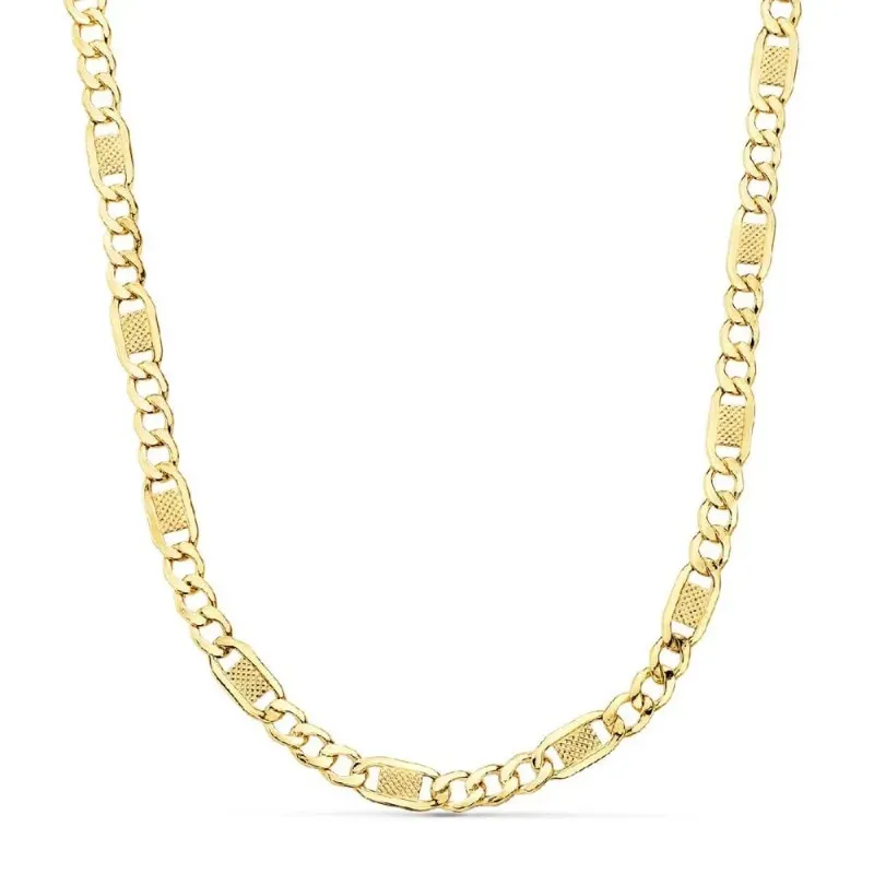Cadena oro 18k unisex 60 cm. hueca 3x1 detalle eslabón 5 mm. mosquetó