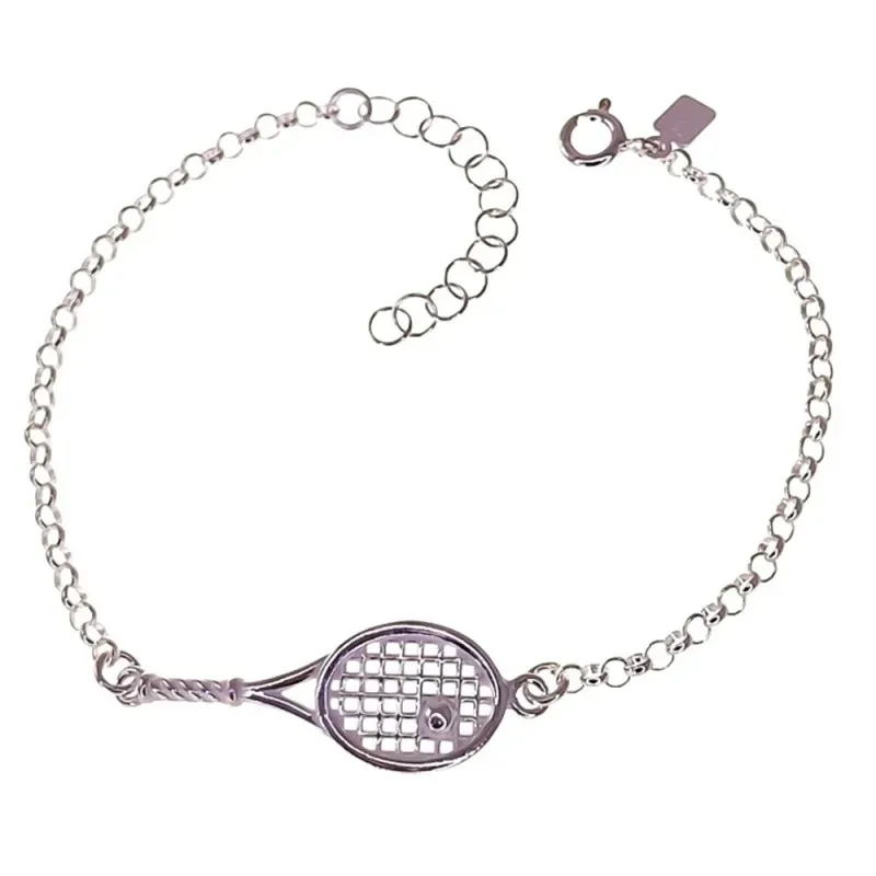 Pulsera plata Ley 925m mujer 17 cm. detalle raqueta tenis 3 cm. reasa