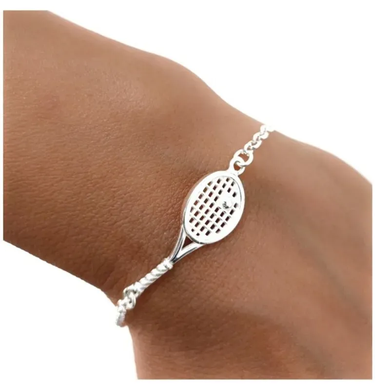 Pulsera plata Ley 925m mujer 17 cm. detalle raqueta tenis 3 cm. reasa