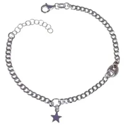 Pulsera plata Ley 925m mujer 16.5 cm. barbada combinada calabrote est
