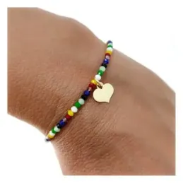 Pulsera plata Ley 925m chapada oro mujer 17 cm. piedras multicolor co