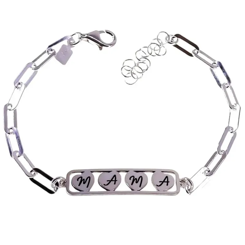 Pulsera plata Ley 925m mujer 16.5 cm. forzada alargada chapa calada c