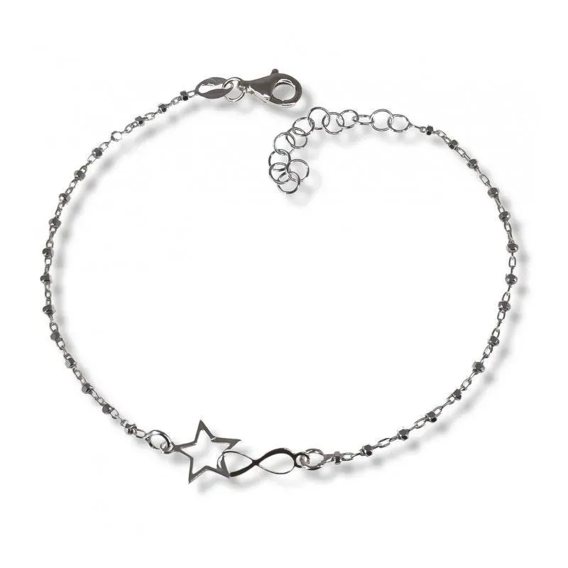 Pulsera plata Ley 925m mujer 17 cm. combinada infinito 10 mm. detalle