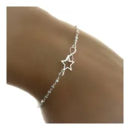 Pulsera plata Ley 925m mujer 17 cm. combinada infinito 10 mm. detalle